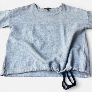 J Crew Grey Boxy Relaxed Sweater Short Sleeve Top w/ Drawstring Hem Sz S Sp15